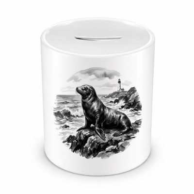 Spardose mit dem Motiv Seehund in der Wildnis