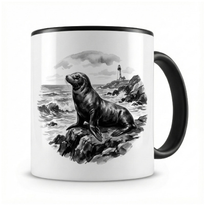 Tasse mit dem Motiv Seehund in der Wildnis