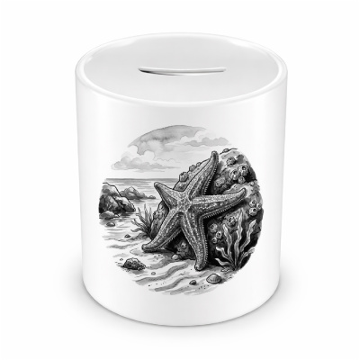 Spardose mit dem Motiv Seestern in der Wildnis