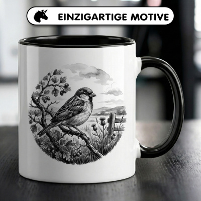 Tasse mit dem Motiv Spatz in der Wildnis - Ansicht 3