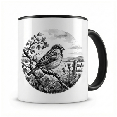 Tasse mit dem Motiv Spatz in der Wildnis