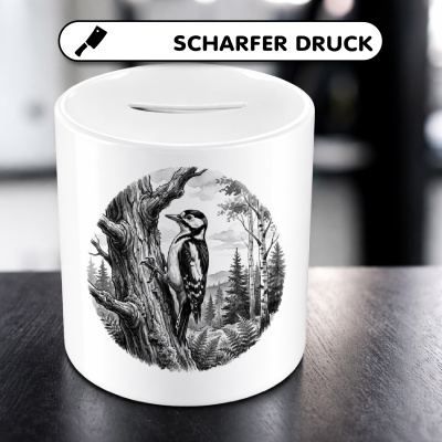 Spardose mit dem Motiv Specht in der Wildnis - Ansicht 5