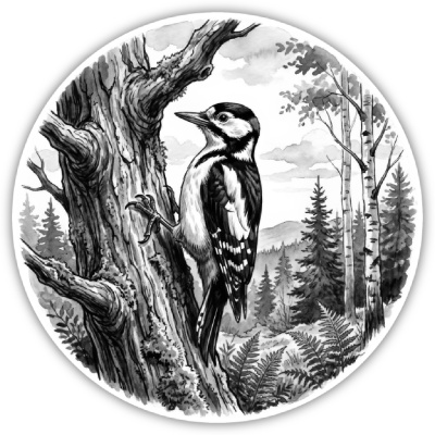 Specht in der Wildnis Aufkleber Bunt