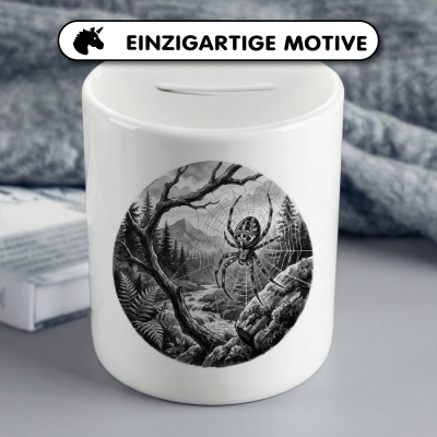 Spardose mit dem Motiv Kreuzspinne in der Wildnis - Ansicht 3