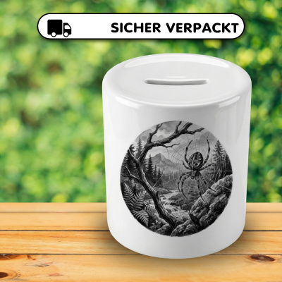 Spardose mit dem Motiv Kreuzspinne in der Wildnis - Ansicht 4