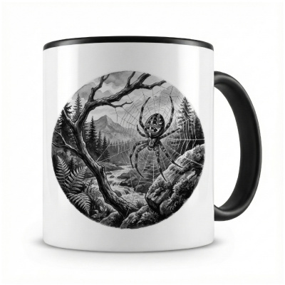 Tasse mit dem Motiv Kreuzspinne in der Wildnis