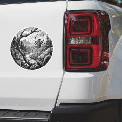 Kreuzspinne in der Wildnis Aufkleber Bunt - Ansicht 2