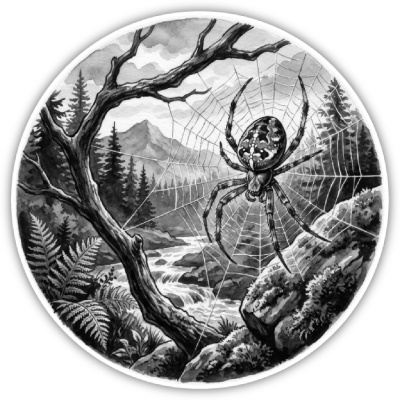 Kreuzspinne in der Wildnis Aufkleber Bunt