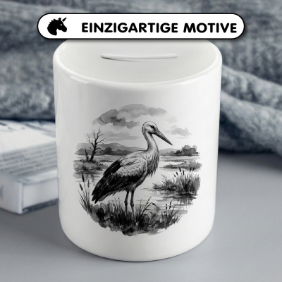 Spardose mit dem Motiv Storch in der Wildnis - Ansicht 3