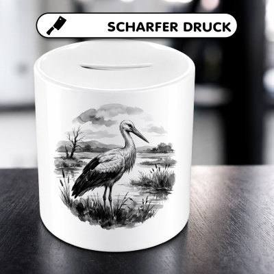 Spardose mit dem Motiv Storch in der Wildnis - Ansicht 5