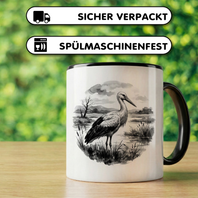 Tasse mit dem Motiv Storch in der Wildnis - Ansicht 4