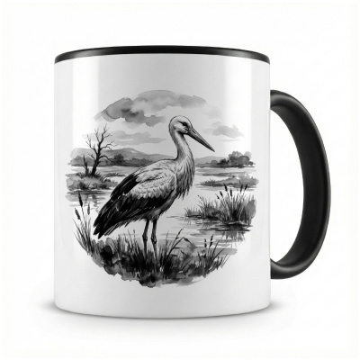 Tasse mit dem Motiv Storch in der Wildnis