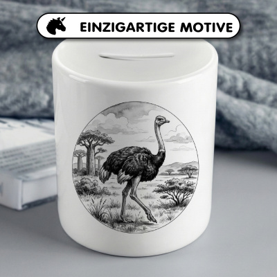 Spardose mit dem Motiv Strau� in der Wildnis - Ansicht 3