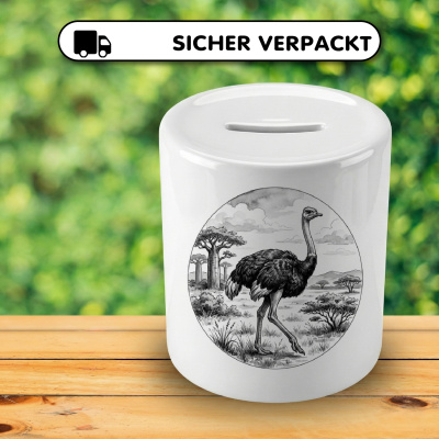 Spardose mit dem Motiv Strau� in der Wildnis - Ansicht 4