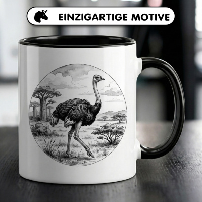 Tasse mit dem Motiv Strau� in der Wildnis - Ansicht 3