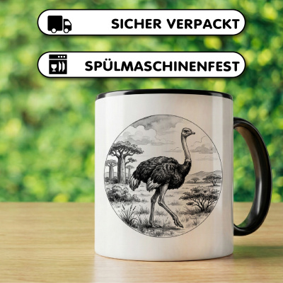 Tasse mit dem Motiv Strau� in der Wildnis - Ansicht 4