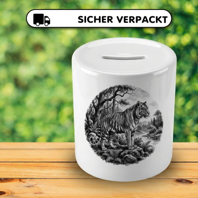 Spardose mit dem Motiv Tiger in der Wildnis - Ansicht 4