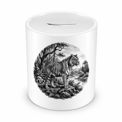 Spardose mit dem Motiv Tiger in der Wildnis