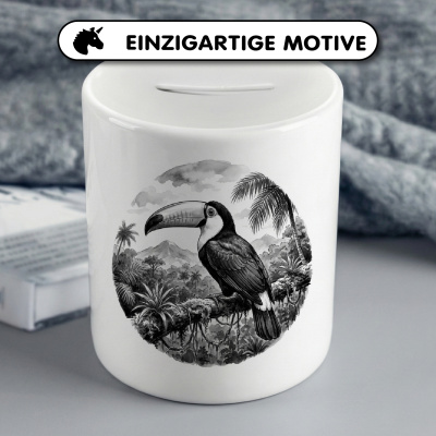 Spardose mit dem Motiv Tukan in der Wildnis - Ansicht 3