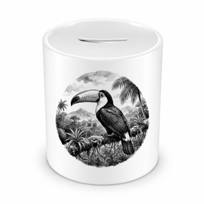 Spardose mit dem Motiv Tukan in der Wildnis