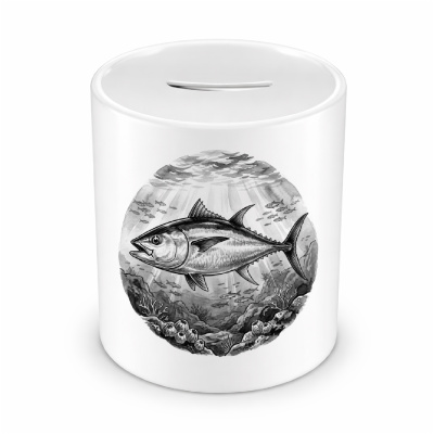 Spardose mit dem Motiv Thunfisch in der Wildnis