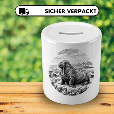 Spardose mit dem Motiv Walross in der Wildnis - Ansicht 4
