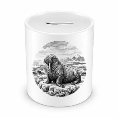 Spardose mit dem Motiv Walross in der Wildnis