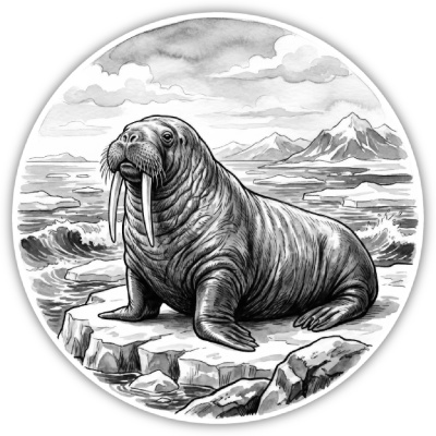 Walross in der Wildnis Aufkleber Bunt