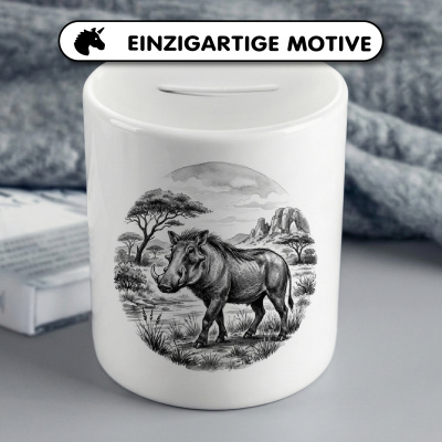 Spardose mit dem Motiv Warzenschwein in der Wildnis - Ansicht 3