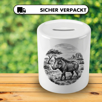 Spardose mit dem Motiv Warzenschwein in der Wildnis - Ansicht 4