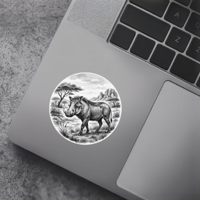 Warzenschwein in der Wildnis Aufkleber Bunt - Ansicht 7