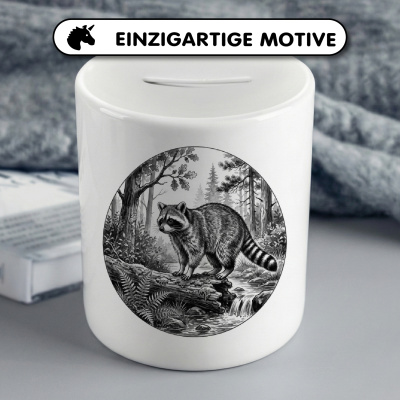 Spardose mit dem Motiv Waschb�r in der Wildnis - Ansicht 3