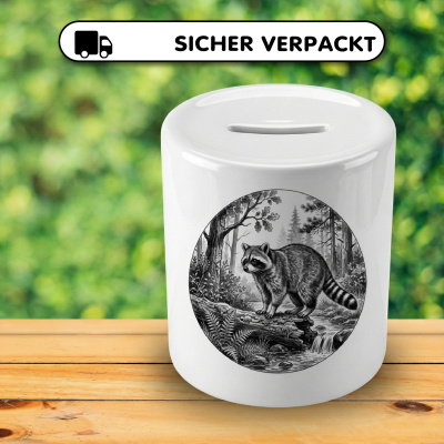 Spardose mit dem Motiv Waschb�r in der Wildnis - Ansicht 4