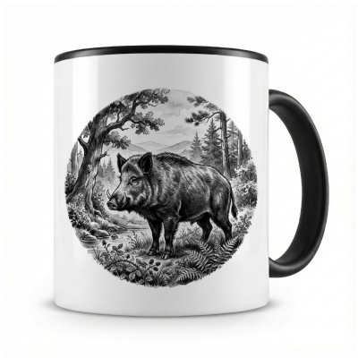 Tasse mit dem Motiv Wildschwein in der Wildnis