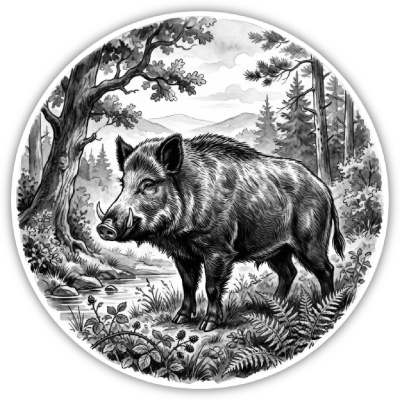 Wildschwein in der Wildnis Aufkleber Bunt