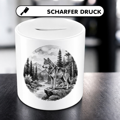 Spardose mit dem Motiv Wolf in der Wildnis - Ansicht 5