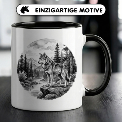 Tasse mit dem Motiv Wolf in der Wildnis - Ansicht 3