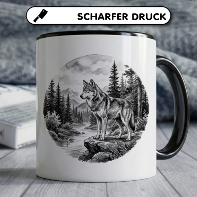 Tasse mit dem Motiv Wolf in der Wildnis - Ansicht 5