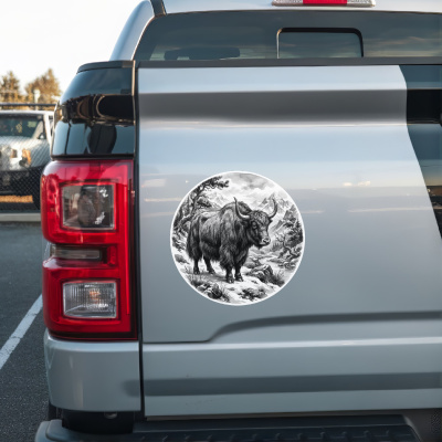 Yak in der Wildnis Aufkleber Bunt - Ansicht 2