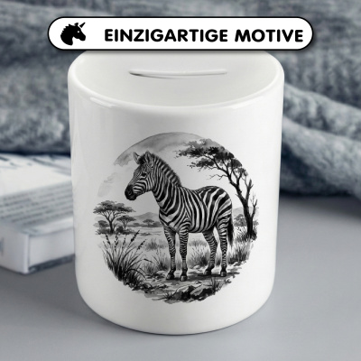 Spardose mit dem Motiv Zebra in der Wildnis - Ansicht 3