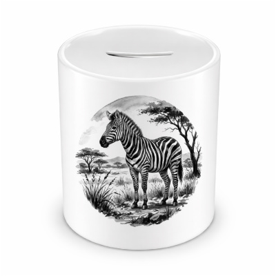 Spardose mit dem Motiv Zebra in der Wildnis