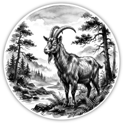 Ziege in der Wildnis Aufkleber Bunt