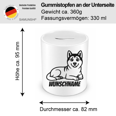 Spardose mit dem Motiv Akita mit Name - Ansicht 2