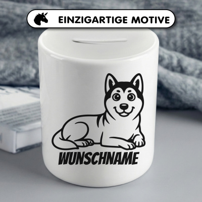 Spardose mit dem Motiv Akita mit Name - Ansicht 3