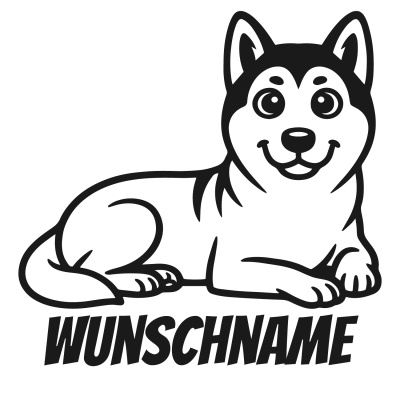 Wandtattoo  Akita mit Name 