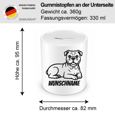 Spardose mit dem Motiv American Bulldog mit Name - Ansicht 2