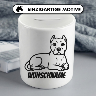 Spardose mit dem Motiv American Pit Bull Terrier mit Name - Ansicht 3