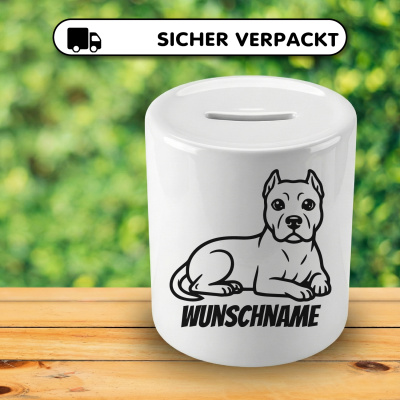 Spardose mit dem Motiv American Pit Bull Terrier mit Name - Ansicht 4