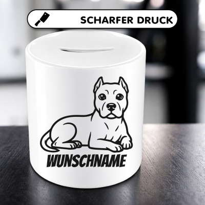 Spardose mit dem Motiv American Pit Bull Terrier mit Name - Ansicht 5