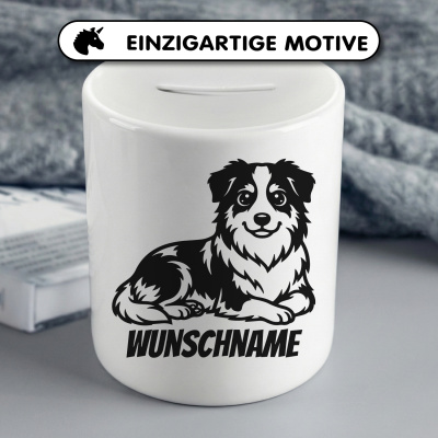 Spardose mit dem Motiv Australian Shepherd mit Name - Ansicht 3